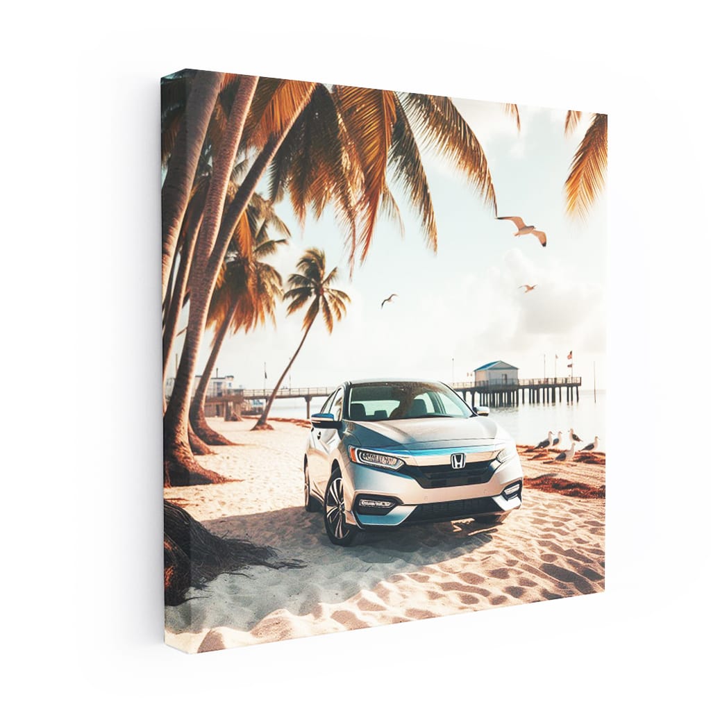 Honda Insight Parked on Sandy Beach - Efficient and Eco-Friendly