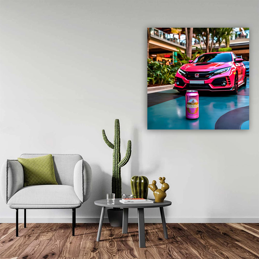 Pink Honda Civic Type R with Beer - Sporty and Fun!