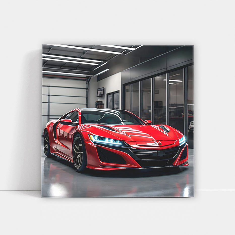 Red Honda NSX Parked in Garage: Sporty Elegance