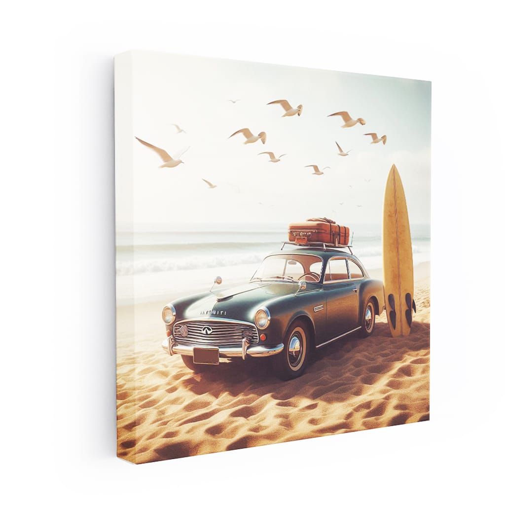 Vintage Infiniti on Beach - Classic Elegance in Motion