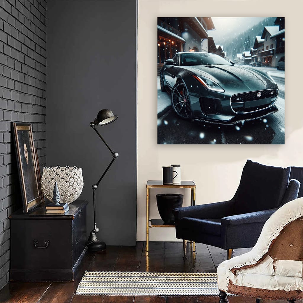 Jaguar F-Type Elegance in Snowfall - Power Meets Grace