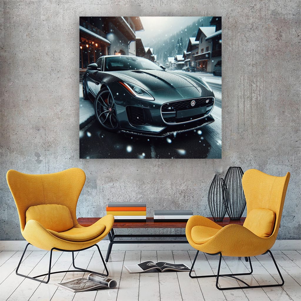 Jaguar F-Type Elegance in Snowfall - Power Meets Grace