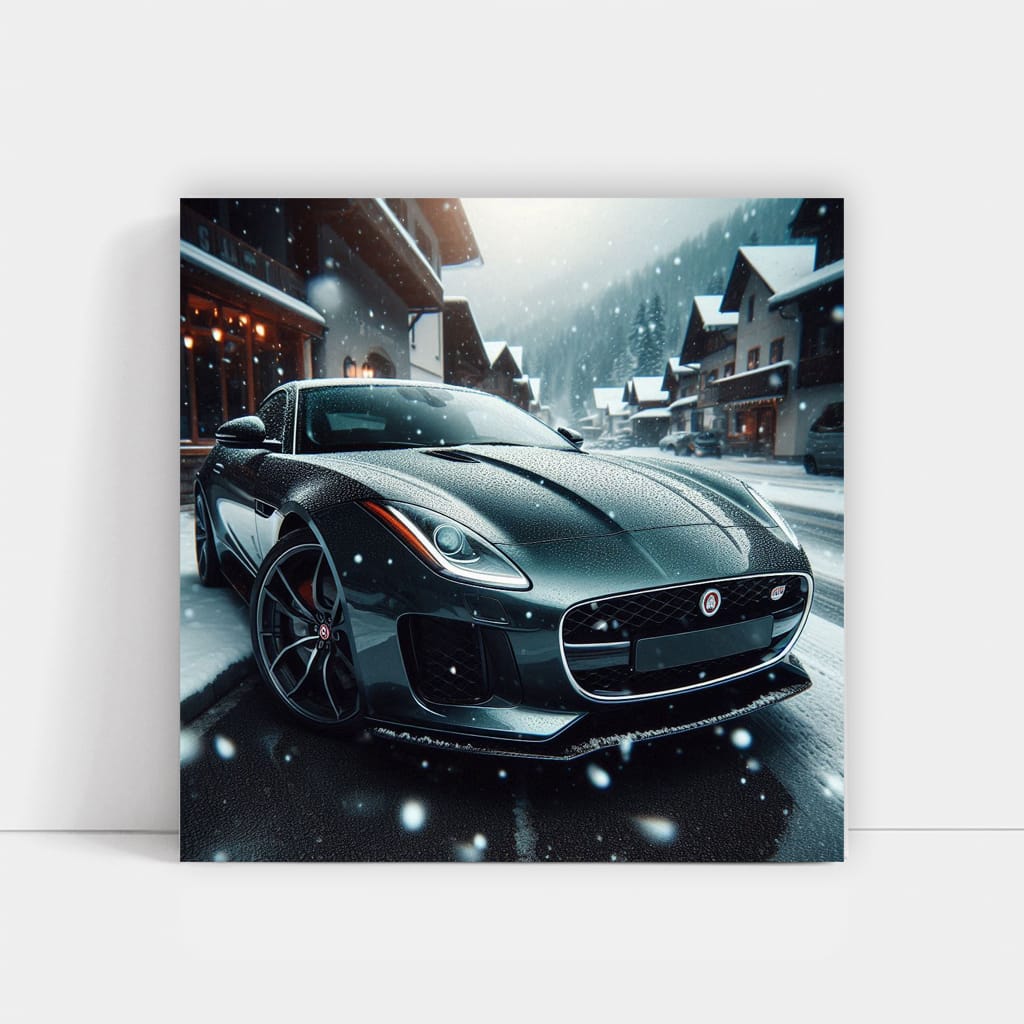 Jaguar F-Type Elegance in Snowfall - Power Meets Grace