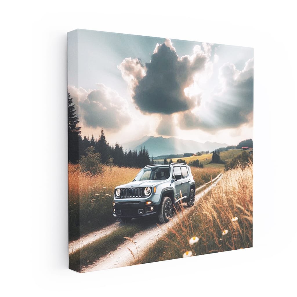 Jeep Renegade Under Cloudy Skies - Adventure Awaits