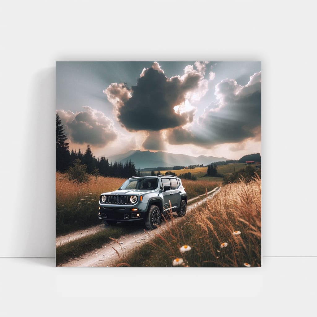 Jeep Renegade Under Cloudy Skies - Adventure Awaits