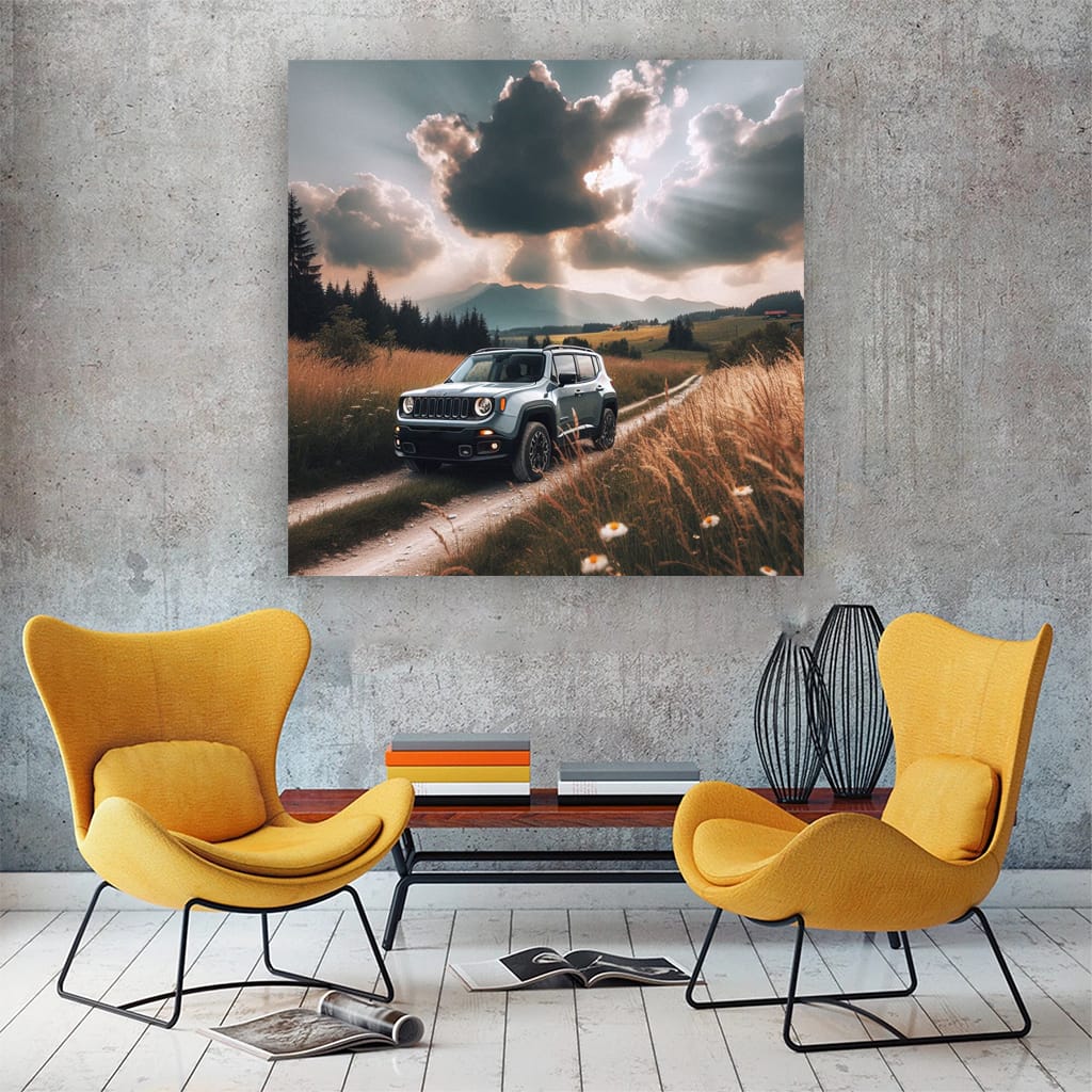 Jeep Renegade Under Cloudy Skies - Adventure Awaits