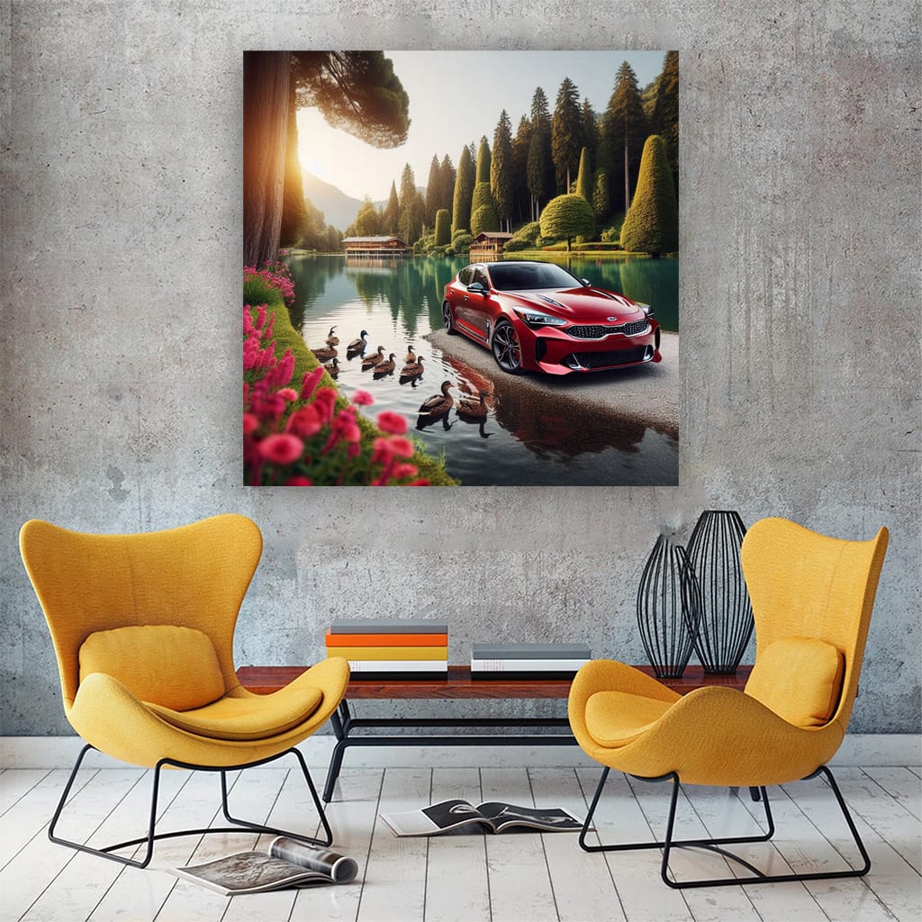 Kia Stinger at Lake - Bold Sports Sedan