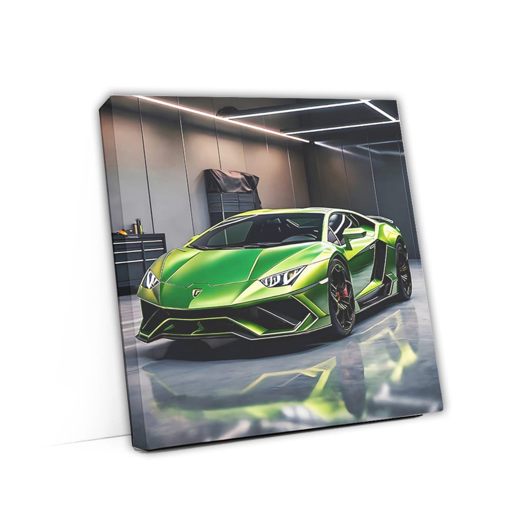 Green Lamborghini Huracan Evo in Garage - Bold Speed Demon