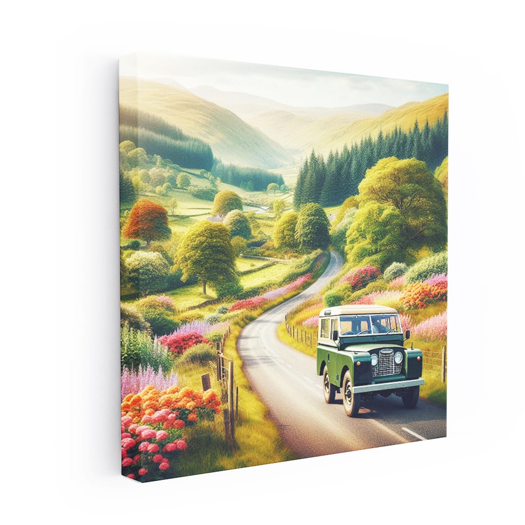 Vintage Land Rover on Classic Road - Timeless Adventure