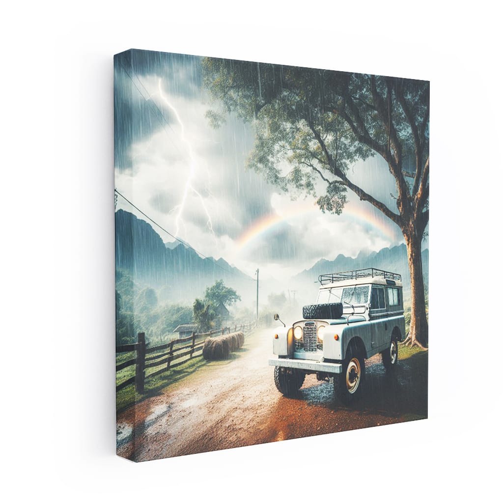 Vintage Land Rover Thunderstorm - Rugged Adventure Icon