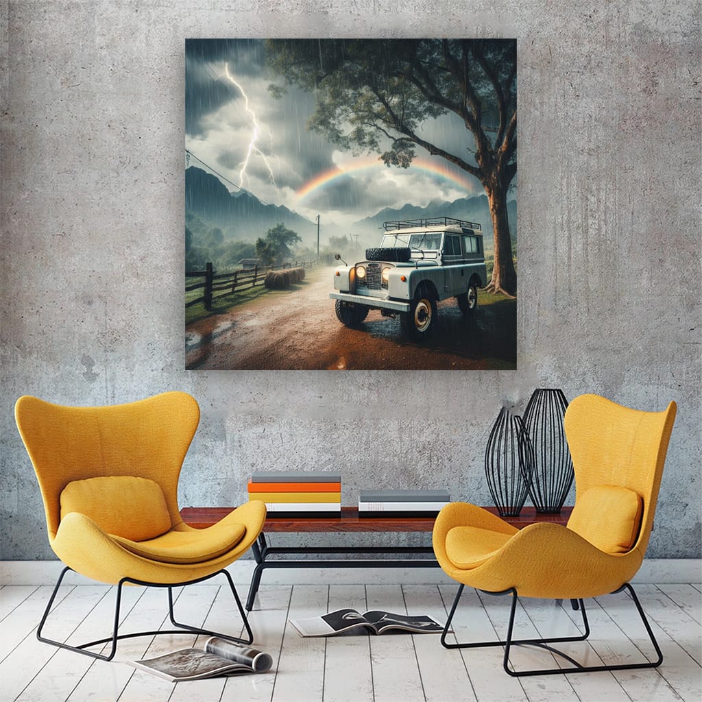 Vintage Land Rover Thunderstorm - Rugged Adventure Icon