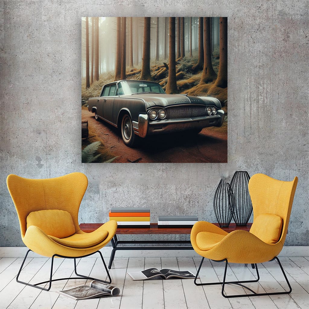 Vintage Lincoln in Retro Forest - Timeless Elegance