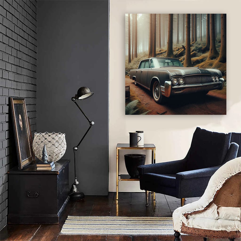 Vintage Lincoln in Retro Forest - Timeless Elegance