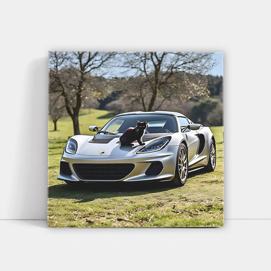 Silver Lotus Elise with Cat - Sleek and Playful Design