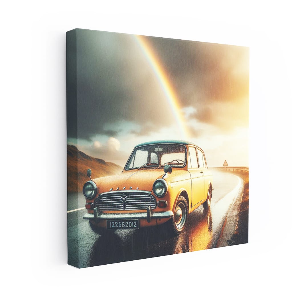 Vintage Mazda in Rain - Classic Charm in Any Weather