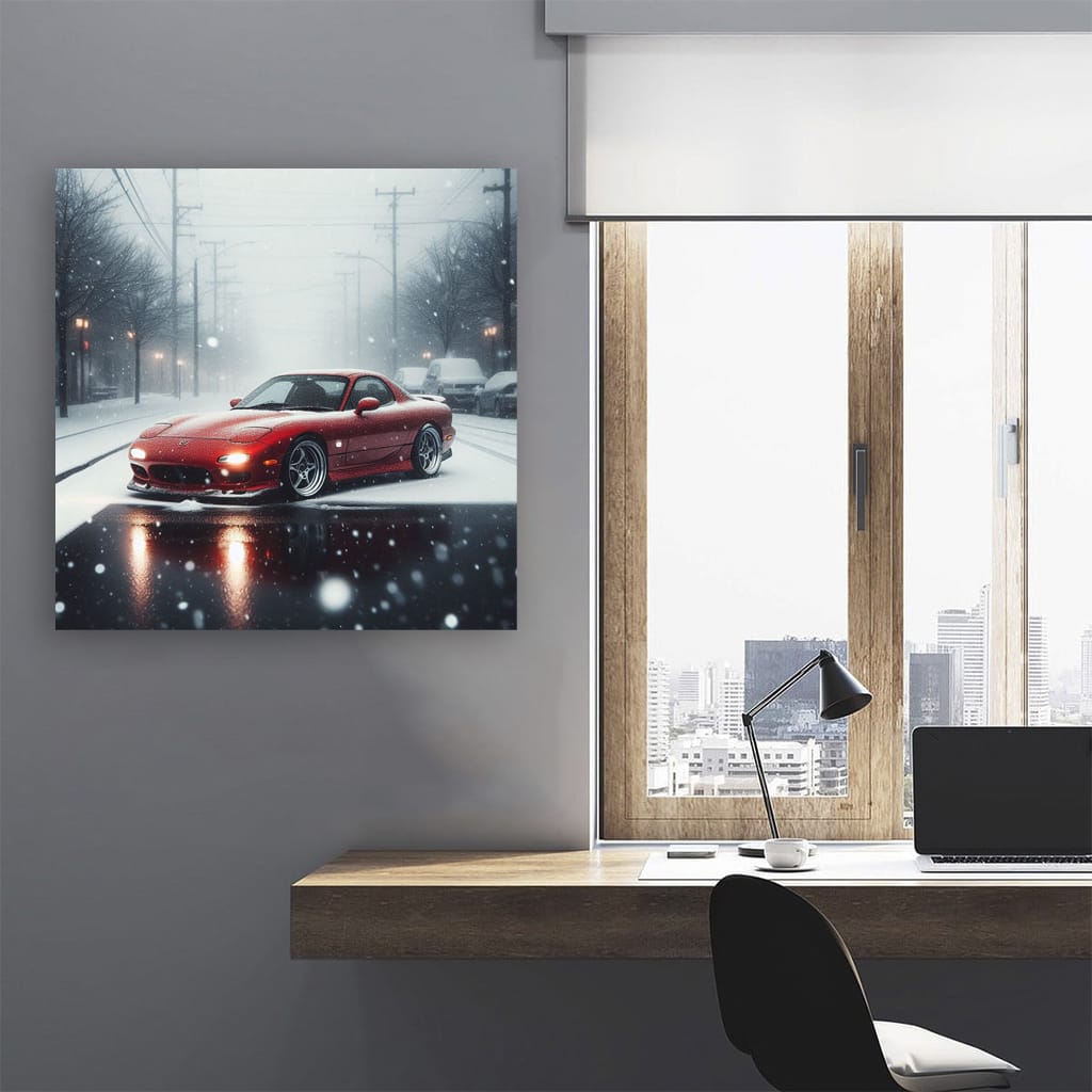 Mazda RX-7 in Snowfall - Classic Sports Car Legend