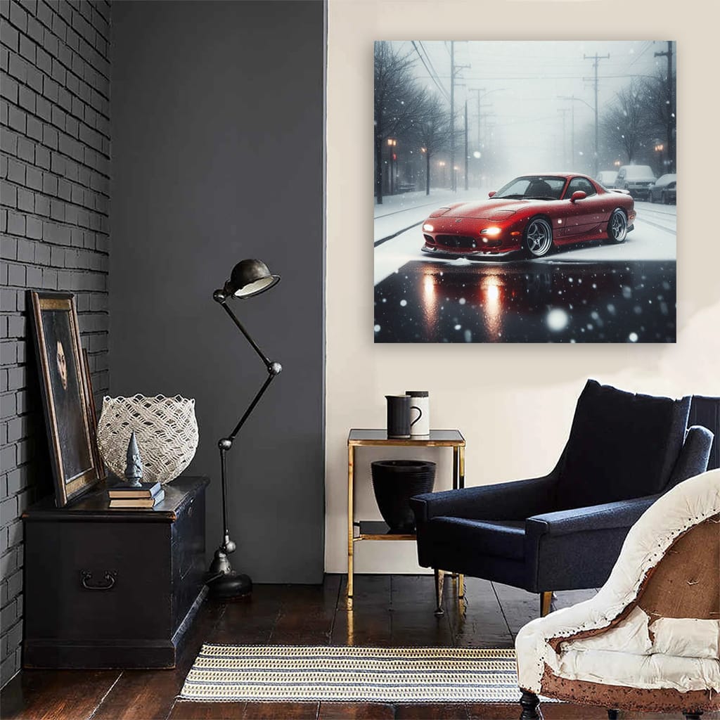 Mazda RX-7 in Snowfall - Classic Sports Car Legend