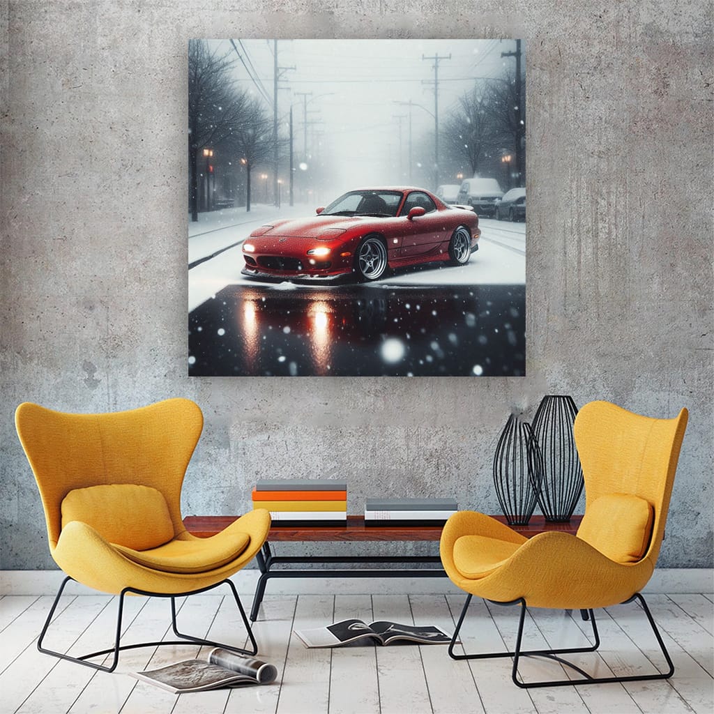 Mazda RX-7 in Snowfall - Classic Sports Car Legend