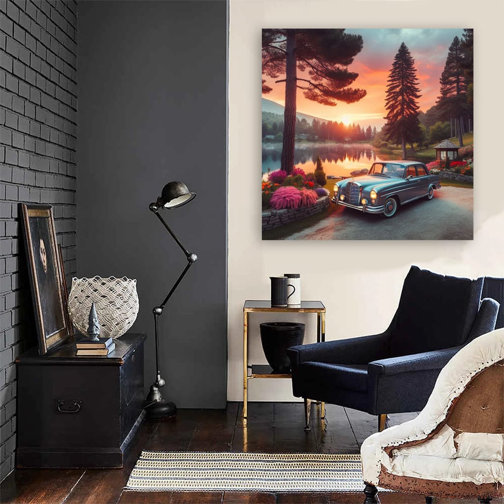 Retro Mercedes-Benz by Lake - Classic Elegance Unveiled