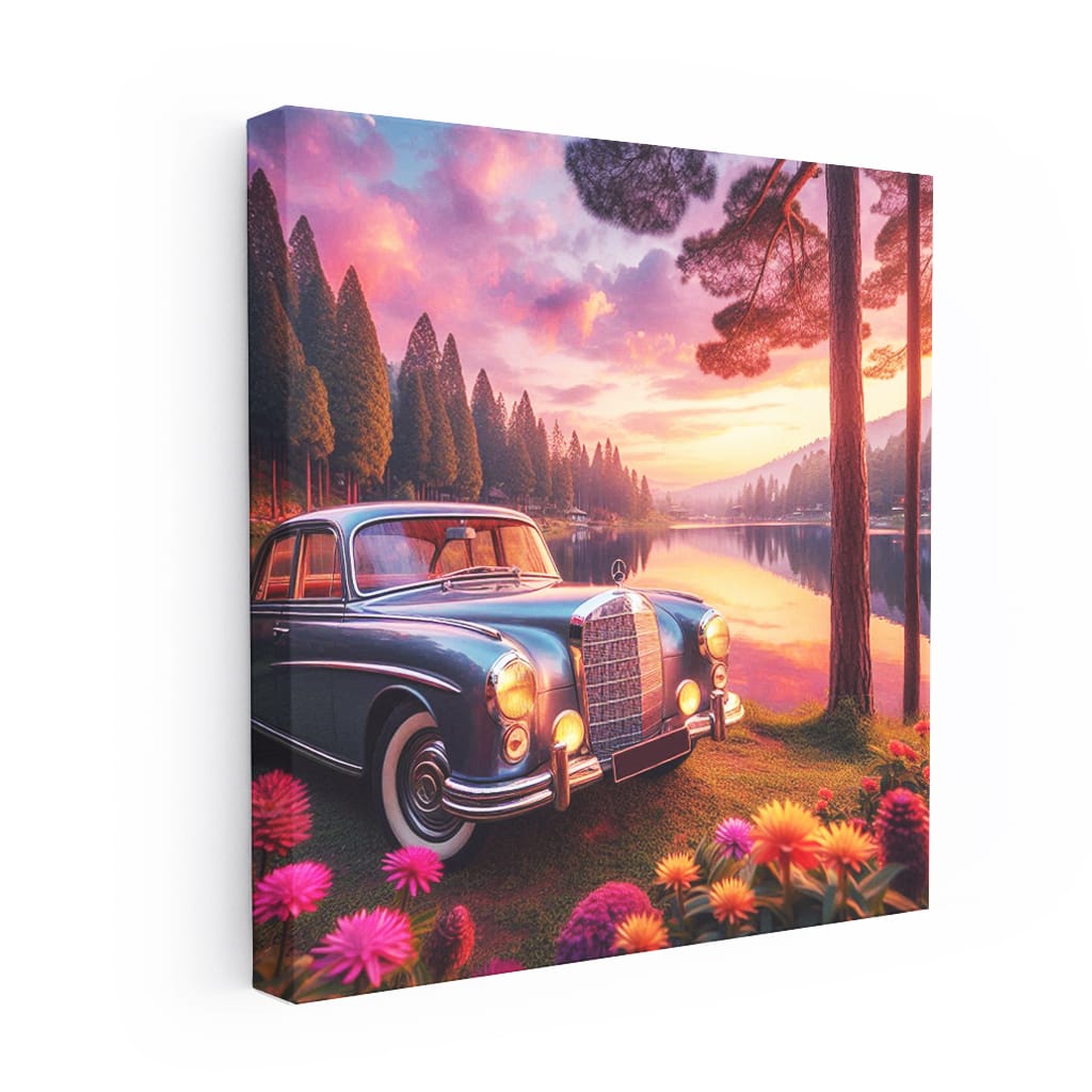 Vintage Mercedes-Benz by Lake - Classic Elegance in Motion