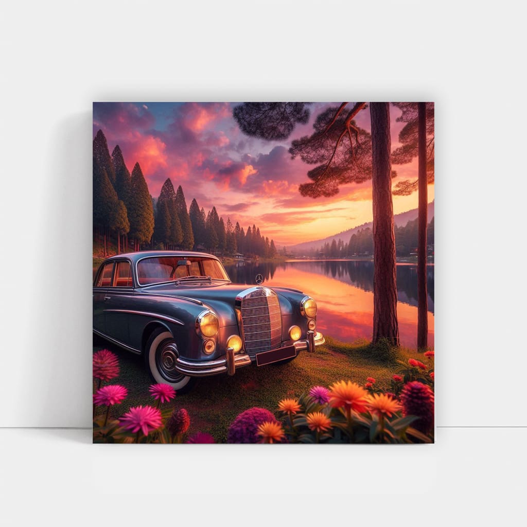 Vintage Mercedes-Benz by Lake - Classic Elegance in Motion