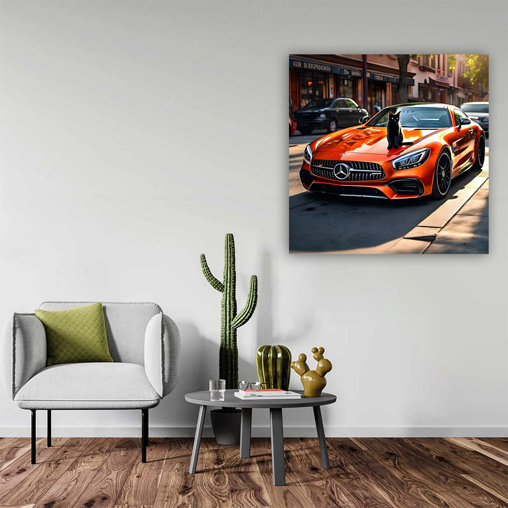 Orange Mercedes AMG GT with Cat in Melbourne - Pure Elegance