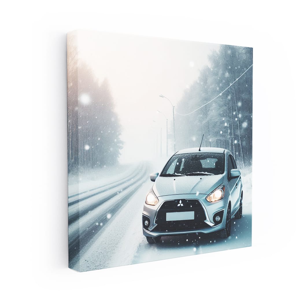 Mitsubishi Mirage in Snowfall - Efficient and Compact Ride