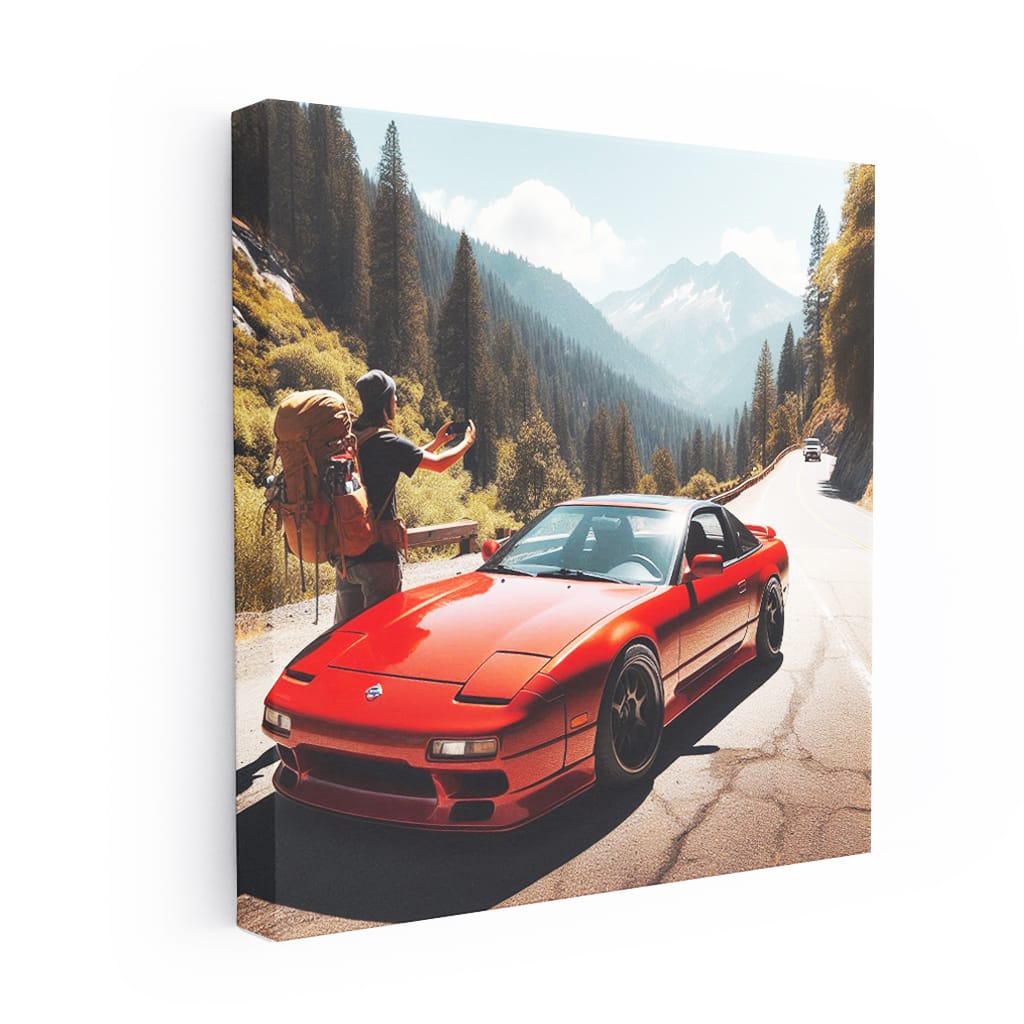 Nissan 240SX in Mountain Scene: Sleek and Adventurous