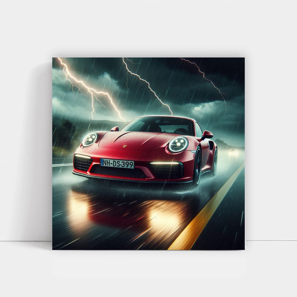 Porsche 911 in Thunderstorm: Power and Precision