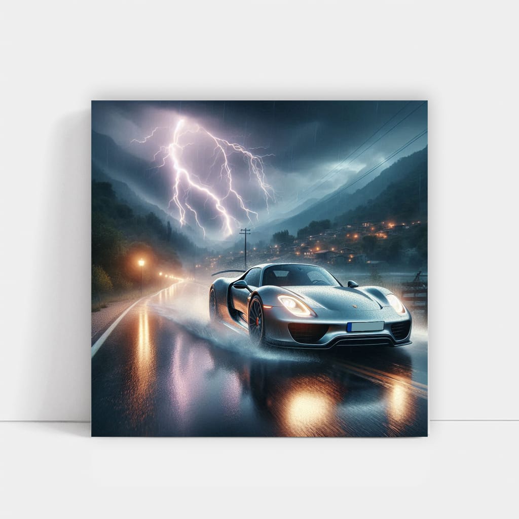 Porsche 918 Spyder in Thunderstorm - Electrifying Performance