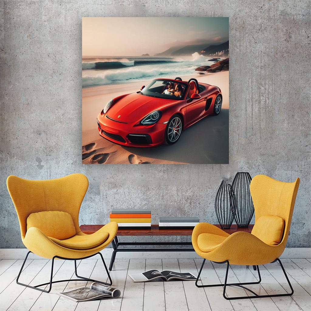 Porsche Boxster on Sandy Beach - Sporty Elegance in Motion