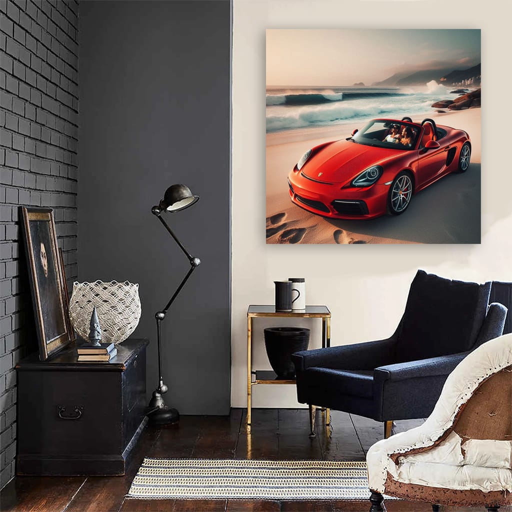Porsche Boxster on Sandy Beach - Sporty Elegance in Motion