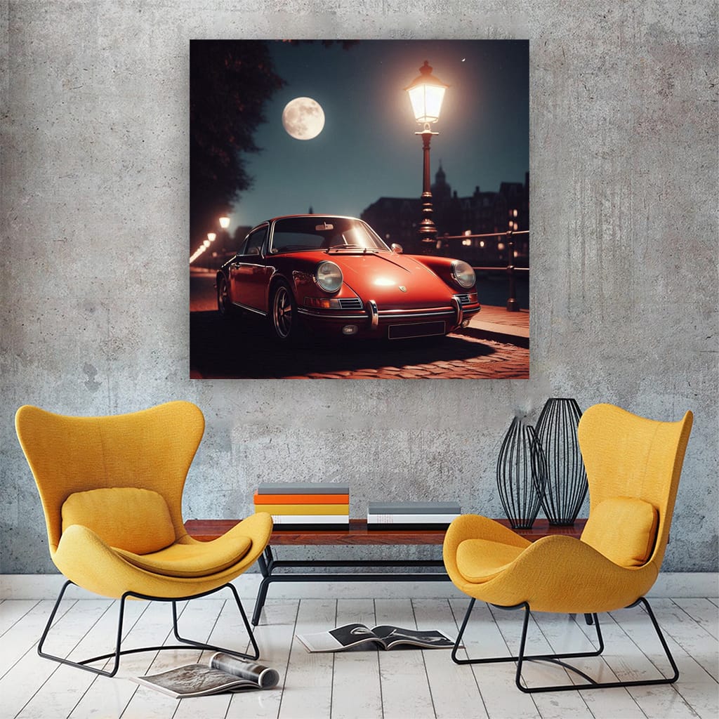 Vintage Porsche Nightscape - Timeless Elegance in Motion