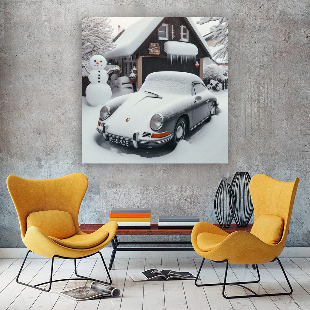 Vintage Porsche in Winter Wonderland - Classic Elegance