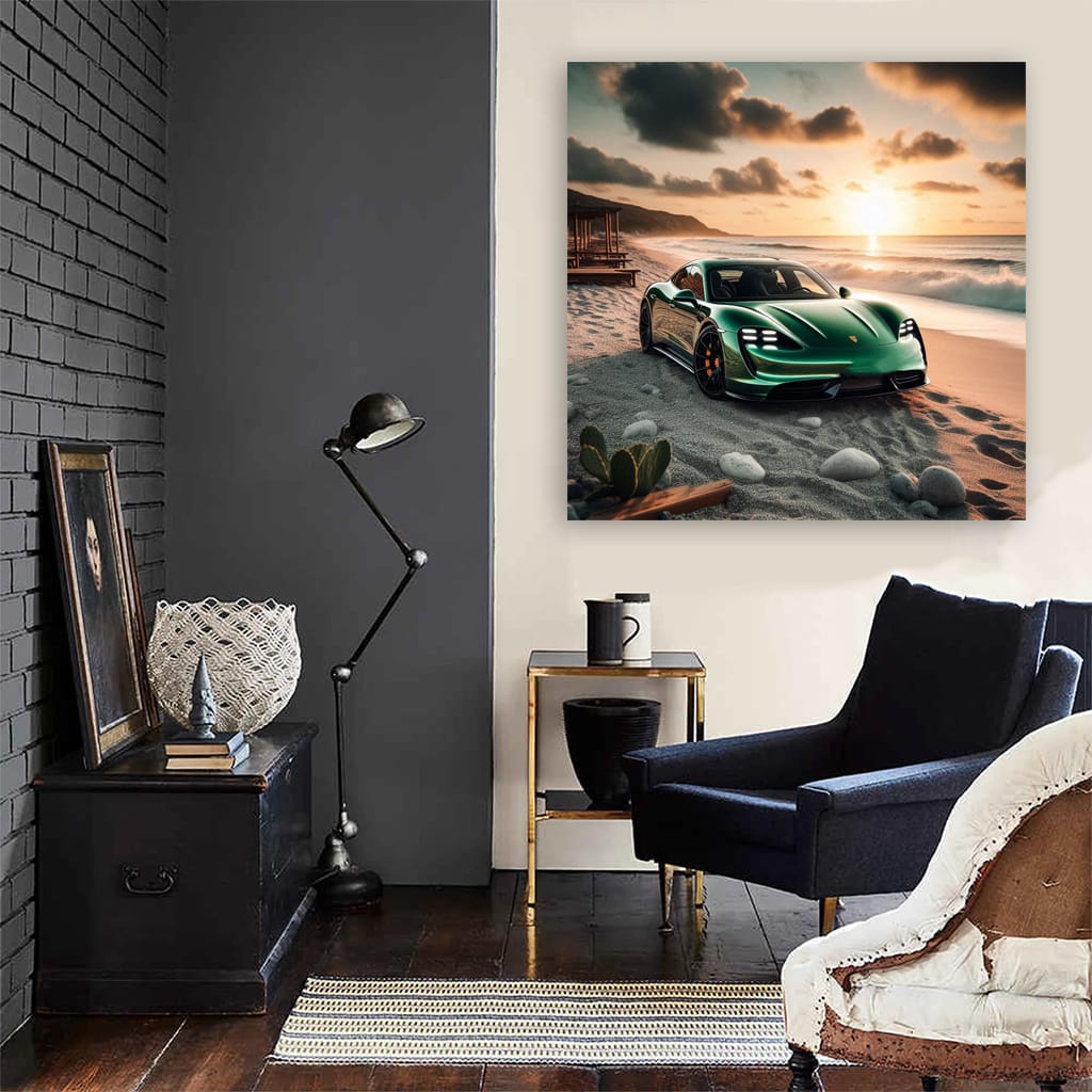 Porsche Taycan Turbo S on Beach - Electrifying Elegance