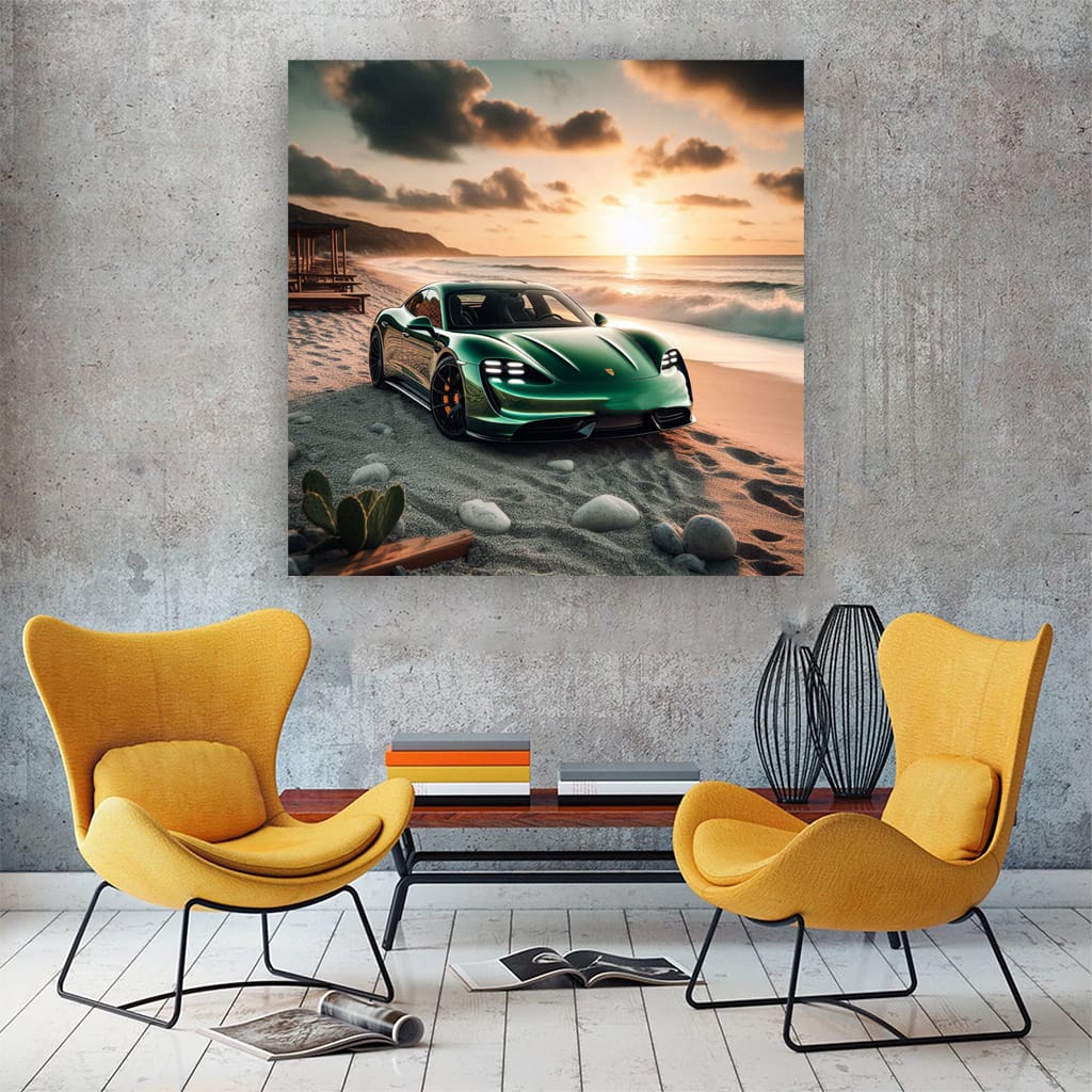 Porsche Taycan Turbo S on Beach - Electrifying Elegance