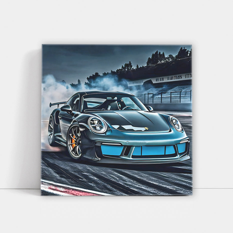 Blue Porsche Cayman Drifting: Precision and Power