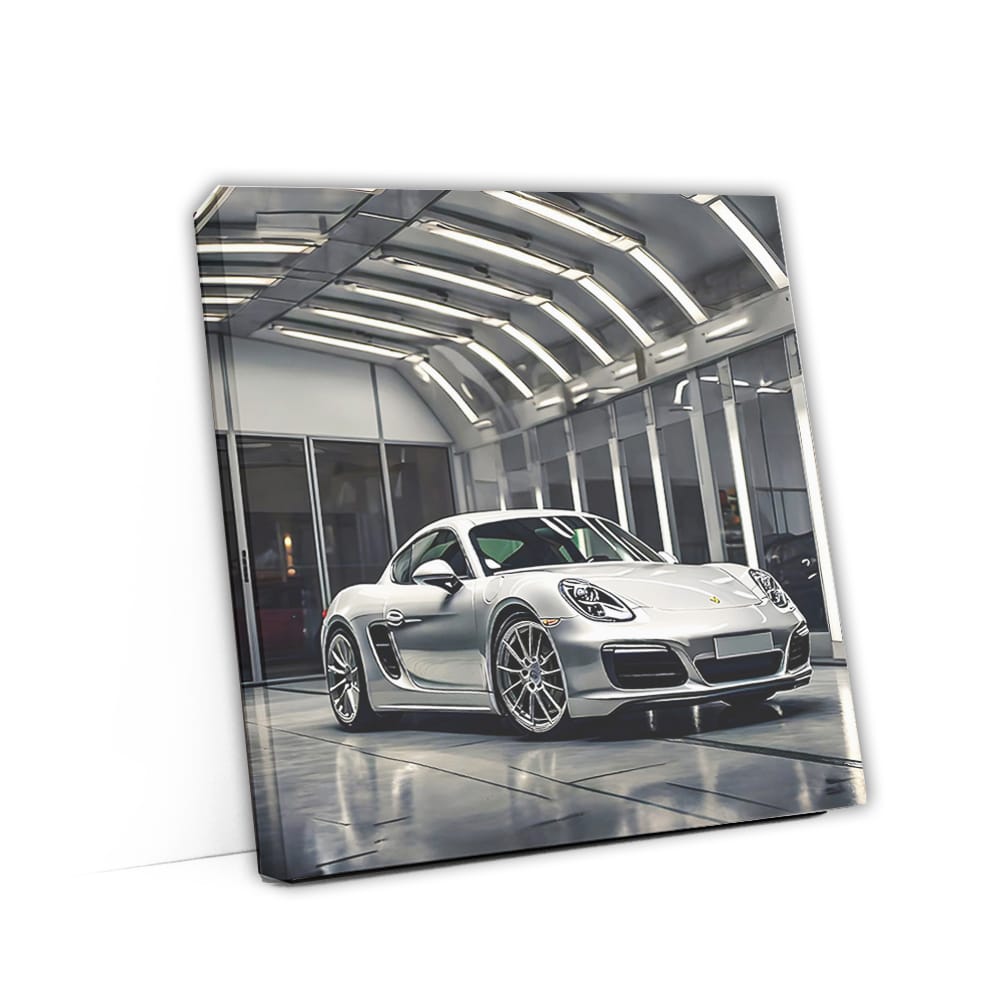Silver Porsche Cayman in Garage - Sleek and Sporty