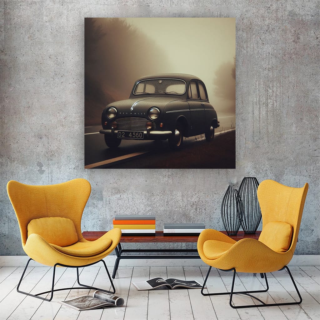 Classic Renault Vintage Foggy Scene - Timeless Elegance