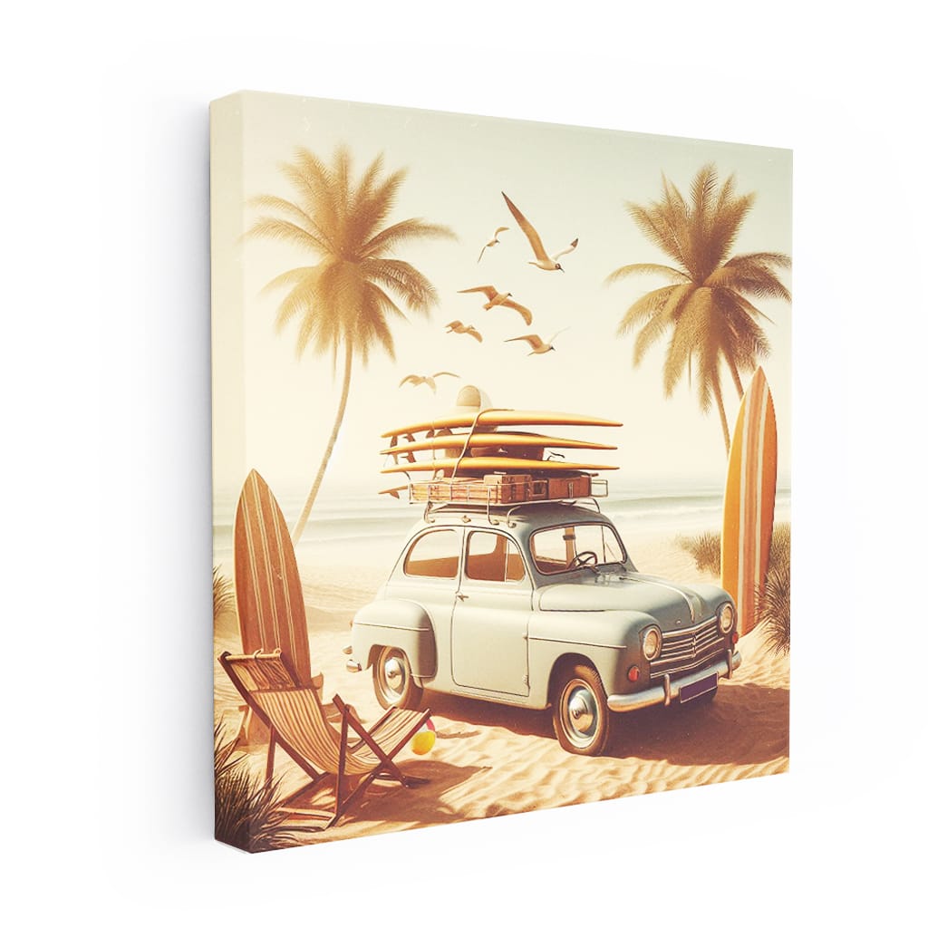 Vintage Renault on Beach - Nostalgic Charm of Past