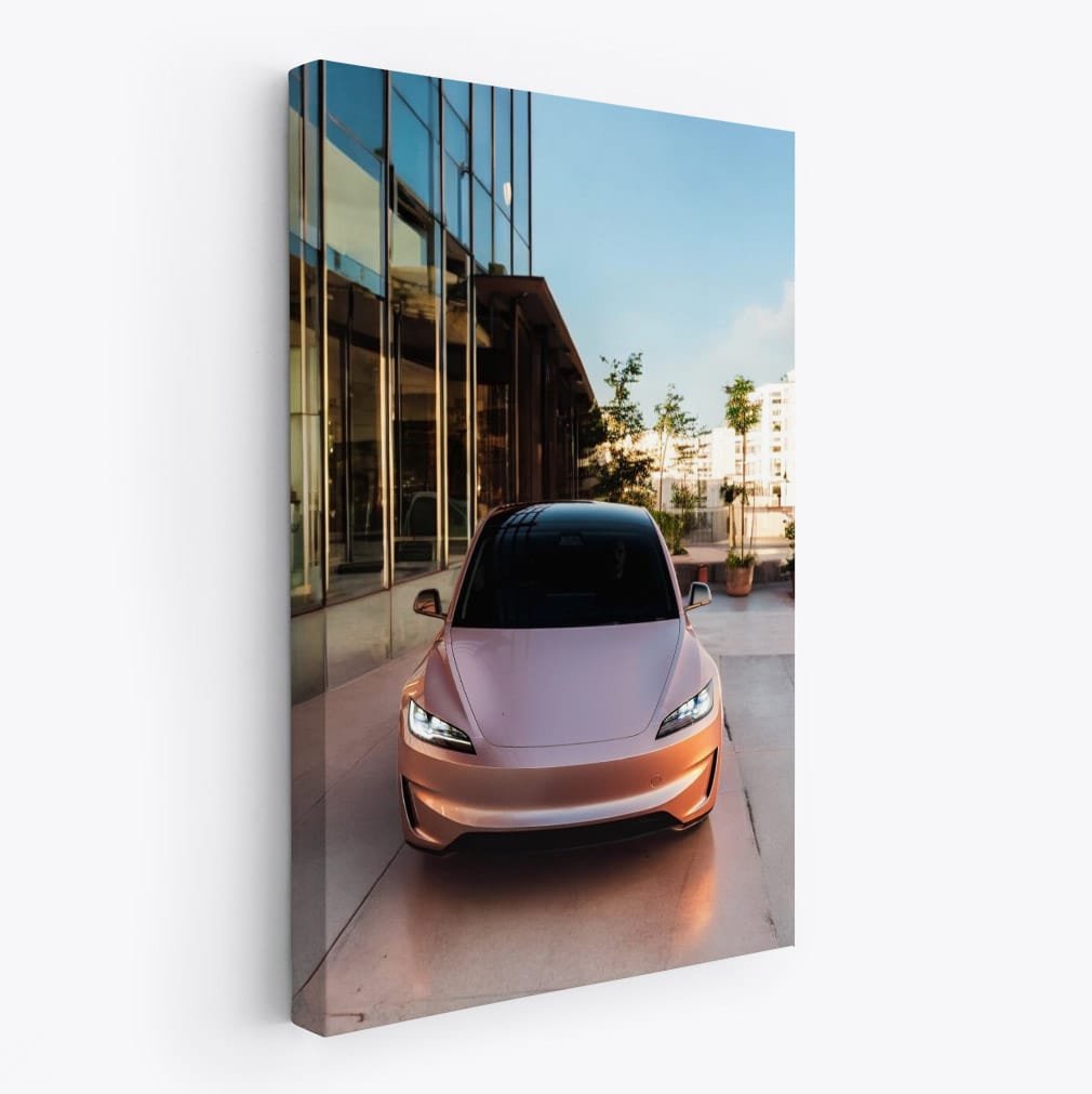Tesla Model 3 Parked Near Building - Sleek and Futuristic - EnjoyStore