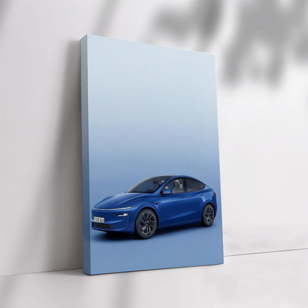 Tesla Model Y Against Blue Backdrop - Sleek and Modern - EnjoyStore