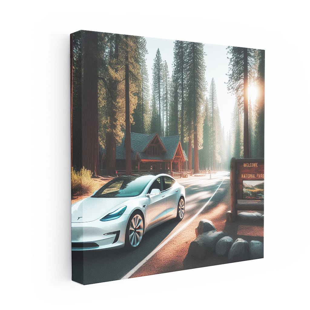 Tesla Model 3 in White National Park - Sleek and Silent