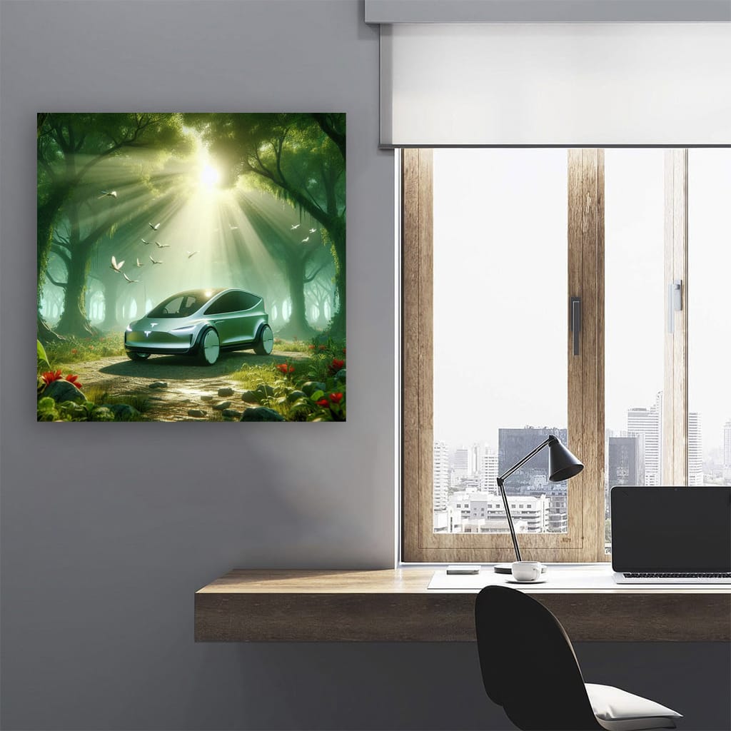 Tesla's Futuristic Art in Forest - Drive Future