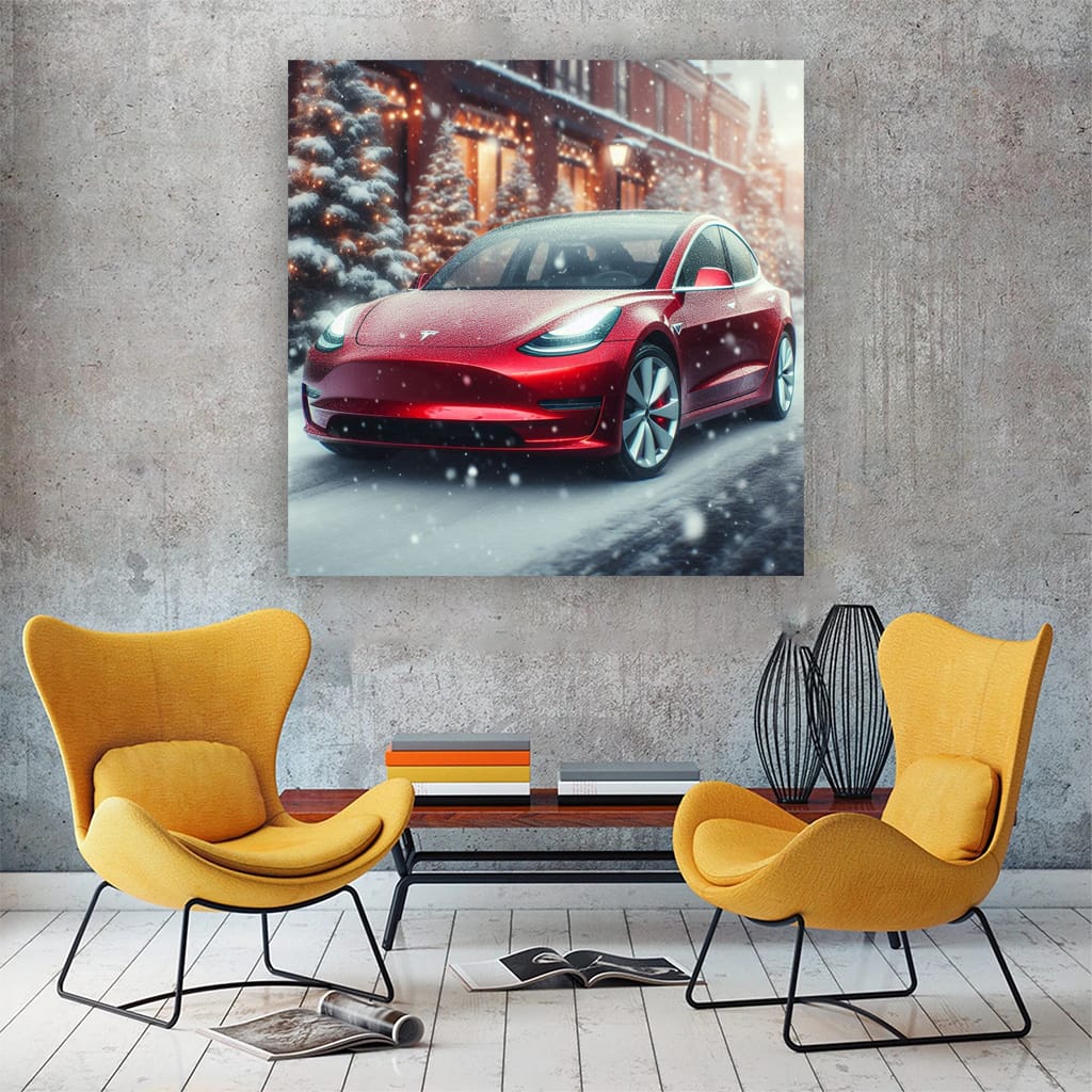 Tesla Model 3 in Snowfall - Effortless Winter Drive