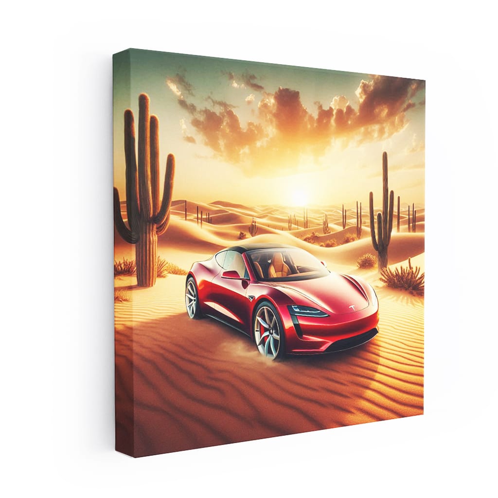 Tesla Roadster Conquers Desert - Speed Meets Elegance