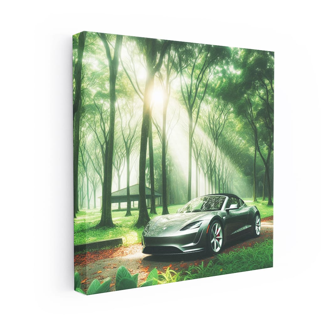 Tesla Roadster in Nature - Fast, Sleek, Electric Power